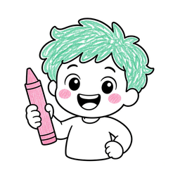 Colofy mascot — a smiling kid with a pink crayon